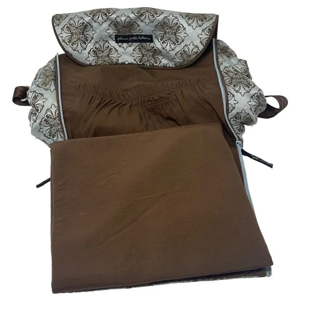 Petunia Pickle bottom embroidered Diaper bag larger BoxU Mint and brown